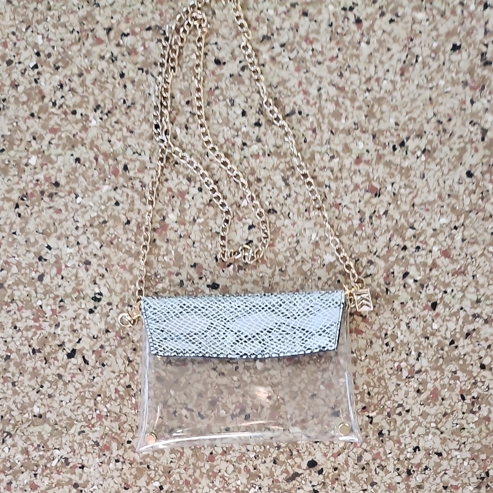 KRISTYN CHAMBERS Small Clear Plastic Stadium Shoukder Purse Chain Strap